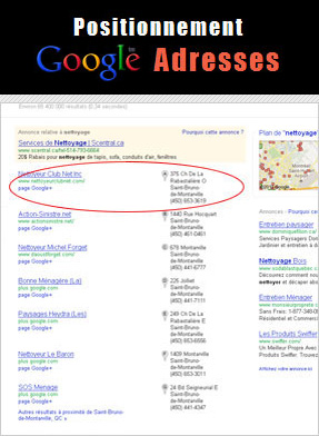 Positionnement Google Adresses